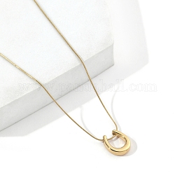 201 collar con colgante de lágrima de acero inoxidable con cadenas redondas de serpiente., collar de soporte de anillo, dorado, 16.73 pulgada (42.5 cm)