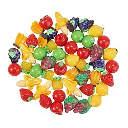 Resin Beads, Imitation Food, No Hole, Fruit, Mixed Color, 16x13x10mm, 50pcs/bag
