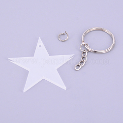DIY Keychain Making Kits, with Acrylic Blank Pendants and Platinum Plated Iron Keychains, Star, Pendants: 50.5x48.5x2.5mm, hole: 3.5mm, 1pc/set