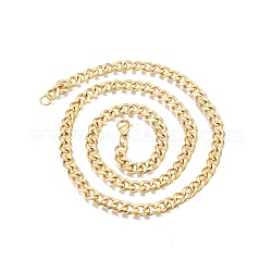 201 из нержавеющей стали кубинский звено цепи ожерелье мужские, золотые, 21.65 дюйм (55 см), широк: 7 мм