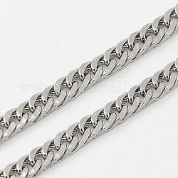 304 Stainless Steel Double Link Chains, Unwelded, Faceted, for Men's Curb Chain Necklace Making, Stainless Steel Color, 3x2mm