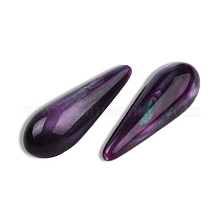 Abalorios de resina, medio-perforado, de piedras preciosas de imitación, lágrima, púrpura, 30.5x10mm, agujero: 1~1.2 mm