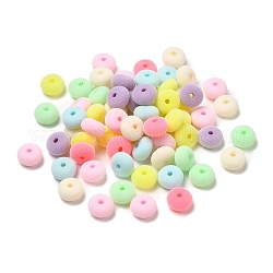 Flocky Acrylic Beads, Rondelle, Mixed Color, 10x6mm, Hole: 2mm