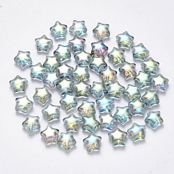Perle di vetro verniciate a spruzzo trasparente, ab colore placcato, stella, chiaro ab, 8x8.5x4mm, Foro: 1 mm