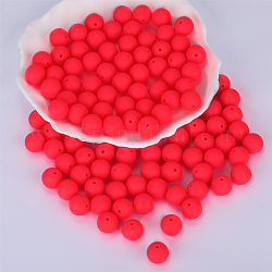 Perline focali rotonde in silicone, masticare perline per i denti, fare collane fai-da-te fai-da-te, rosa intenso, 15mm, Foro: 2 mm