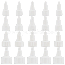 BENECREAT 48pcs 4 style Plastic Twist Bottle Cap, Squeeze Bottle Replacement Caps, for Glue Dispensing Bottles, Crafts Repair and Art, White, 38~42x21~27mm, Inner Diameter: 18~24mm, 12pcs/style