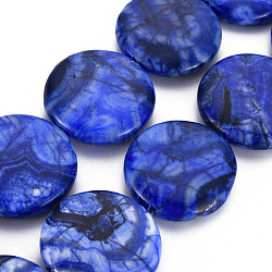 Natural Crazy Agate Beads Strands, Dyed & Heated, Flat Round, 34~35x7~10mm, Hole: 1.8mm, about 11pcs/strand, 14.96 inch(38cm).