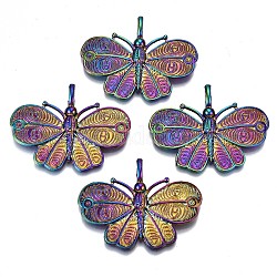 Pendente in lega,  cadmio& piombo libero, farfalla, colore arcobaleno, 32x41x6mm, Foro: 5x3 mm