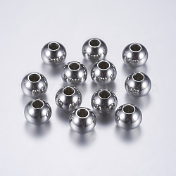 202 Stainless Steel Beads, Round, Stainless Steel Color, 8mm, Hole: 3mm