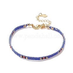 Bracelet en perles de graines japonaises faites à la main pour femmes, bleu, 7-3/8 pouce (18.8 cm)
