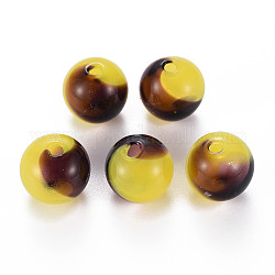 Perle di globo di vetro soffiato a mano trasparente, Two Tone, tondo, marrone noce di cocco, 14.5~15.5mm, Foro: 1~2 mm