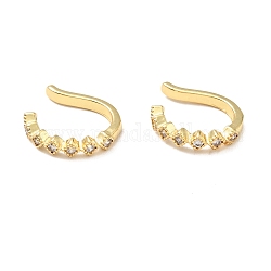 Clear Cubic Zirconia Rhombus Cuff Earrings, Brass Jewelry for Non-pierced Ears, Cadmium Free & Lead Free, Golden, 14x11.5x2.5mm