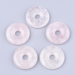 Природного розового кварца подвески, пончик / пи-диск, ширина пончика: 13.5 мм, 35x5~7 мм, отверстие : 8 мм