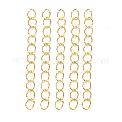Iron Ends with Twist Chains, Golden, 45~55x3.5mm, Links: 5x3.5x0.8mm