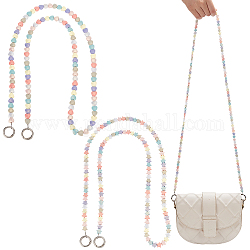 Wadorn 2 Stile regenbogenfarbene Perlentaschenkette, 120 cm Acryl-Handtaschenkette als Ersatz für Umhängetaschenkette mit Herzmuster, Sternmuster, bunter Messenger-Taschenriemen für DIY-Handtaschen-Taschenherstellungszubehör
