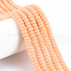 Handmade Polymer Clay Beads Strands, for DIY Jewelry Crafts Supplies, Flat Round, PeachPuff, 6~7x3mm, Hole: 1.5mm, about 113~116pcs/strand, 15.55 inch~16.14 inch(39.5~41cm)