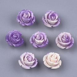 Perles de corail synthétiques, teinte, fleur, support violet, 12~13x12~13x8~9mm, Trou: 1.2mm