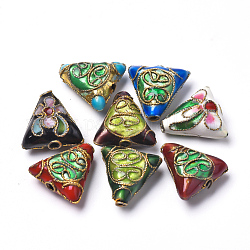 Handmade Cloisonne Perlen, Dreieck, Mischfarbe, 13x13x6 mm, Bohrung: 1.5 mm