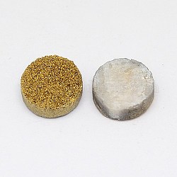 Electroplate druzy naturale cabochon di cristallo, rotondo e piatto, tinto, goldenrod, 30x8~15mm