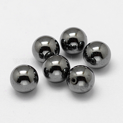 Perles en hématite synthétique sans magnétiques, la moitié foré, ronde, 5mm, Trou: 1mm