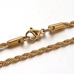 Colliers avec chaîne de corde en 304 acier inoxydable, avec fermoir pince de homard, or, 19.6 pouce (50 cm), 2mm
