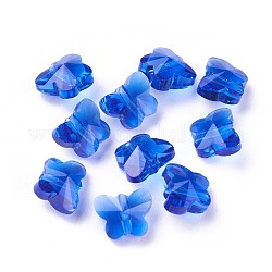 Abalorios de vidrio transparentes, facetados, mariposa, azul, 6.5x8x5.5mm, agujero: 1 mm
