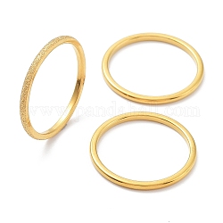 3 pz placcatura ionica (ip) 304 set di anelli a fascia semplici in acciaio inossidabile, anelli impilabili, oro, diametro interno: 18.8mm