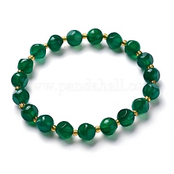 Bracelets de perles extensibles en chrysoprase naturelle à facettes, perles de verre, dés célestes à six faces, diamètre intérieur: 2~2-3/8 pouce (5.1~6 cm)