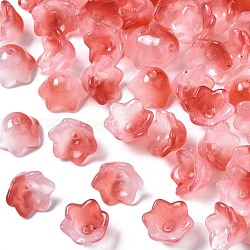 Perles de verre transparentes peintes à la bombe à deux tons, fleur, rouge indien, 7x11.5x11.5mm, Trou: 1.2mm
