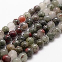 Naturelles africaines perles bloodstone brins, perles de pierre d'héliotrope, ronde, 12mm, Trou: 1mm, Environ 31 pcs/chapelet, 14.9 pouce ~ 15.1 pouces