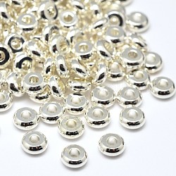 Brass Flat Round Spacer Beads, Silver, 4x1.5mm, Hole: 1.5mm