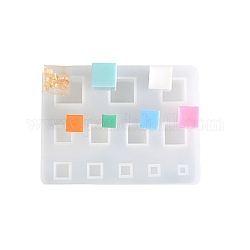 Moldes de silicona, moldes de resina, para resina uv, fabricación de joyas de resina epoxi, cuadrado, blanco, 85.5x65x15.5mm, cubo: 3~14 mm