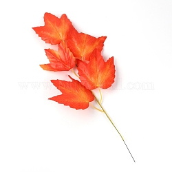 Künstliches Blatt aus Plastik, Ahornblatt, orange rot, 455x235x3 mm