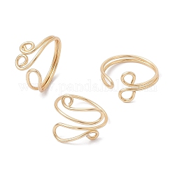 Anello aperto con punta avvolta in filo di rame, anello per la punta del polsino da donna, oro, 9~14mm, diametro interno: 14~15.3mm, 3 pc / set