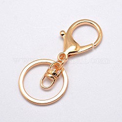 Accessoires de fermoir porte-clés en alliage, avec des anneaux de fer, or, 68mm