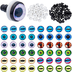 Benecreat 48 Stück Auge mit Augenmuster Glascabochons, Drachenaugen aus Kunststoff zum Selberhäkeln von Amigurumi, 12 Farben