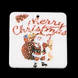 Acryl-Anhänger zum Thema Weihnachten, Weihnachtsmann, Viereck, 30x30x2 mm, Bohrung: 1.4 mm