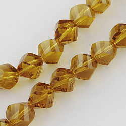 Glasperlen Stränge, facettiert, Twist, dunkel Goldrute, 12x12x11~12 mm, Bohrung: 1.5 mm