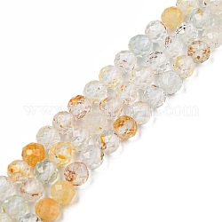 Fili di perle di topazio naturale, sfaccettato, tondo, grado ab, oro, 4mm, Foro: 0.3 mm, circa 97pcs/filo, 15.55 pollice (39.5 cm)