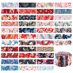 Accessoires d'ornement en coton de style ethnique, bandes de tissu de style japonais, pour patchwork, costume, chapeau, sac, rectangle, Modèles mixtes, 505x66x0.2mm, 40 style, 1 pièce/style, 40 pièces / kit