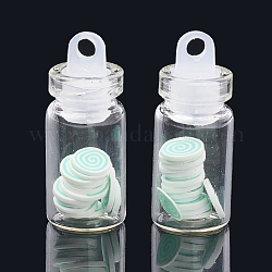 手作り樹脂粘土ネイルパーツ  ガラスびんとccbプラスチックボトルストッパー付き  アクアマリン  4~6mm  ボトル：27.5x11mm  穴：3mm