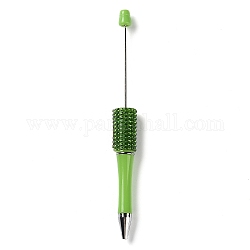 Stylos à billes en plastique et en fer, stylo à bille, avec strass, pour bricolage stylo personnalisé avec perle de bijoux, pelouse verte, 145x14.5mm