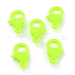 Plastic Lobster Claw Clasps, Heart, Green Yellow, 22.5x13x6.5mm, Hole: 3mm