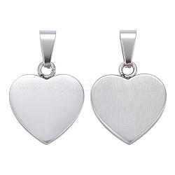 Fashionable 304 Stainless Steel Stamping Blank Tag Pendants, Heart, Stainless Steel Color, 17x16x3mm, Hole: 3.5x6mm
