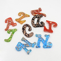 Mixed Color Handmade Lampwork Pendants, Mixed Letters, 46~53x28~45x6~7mm, Hole: 4mm