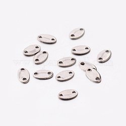 201 Stainless Steel Chain Tabs, Stainless Steel Color, 6x3.5mm, Hole: 0.5mm