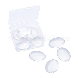 Transparentes Glas Cabochons mit flachem Rücken, gewölbte Oval vergrößern Cabochons für Foto-Anhänger-Cameo-Fassungen, Transparent, 40x30 mm, 8 mm (Bereich: 7~9 mm) dick, ca. 10 Stk. / Kasten