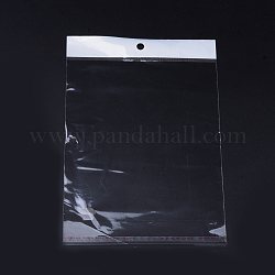 Sacs de cellophane de film de perle, matériel opp, scellage auto-adhésif, avec trou de suspension, rectangle, clair, 11x7cm, épaisseur unilatérale: 0.023 mm, mesure intérieure: 6.5x7 cm, dop: 7x2cm
