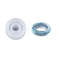 Moules transparents en silicone à anneau de bricolage, moules de résine, pour la résine UV, fabrication de bijoux en résine époxy, losange, blanc, 31x12mm