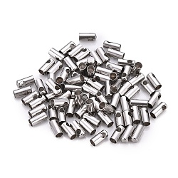 201 Stainless Steel Cord Ends, End Caps, Column, Stainless Steel Color, 9x4mm, Hole: 2.2mm, Inner Diameter: 3.5mm